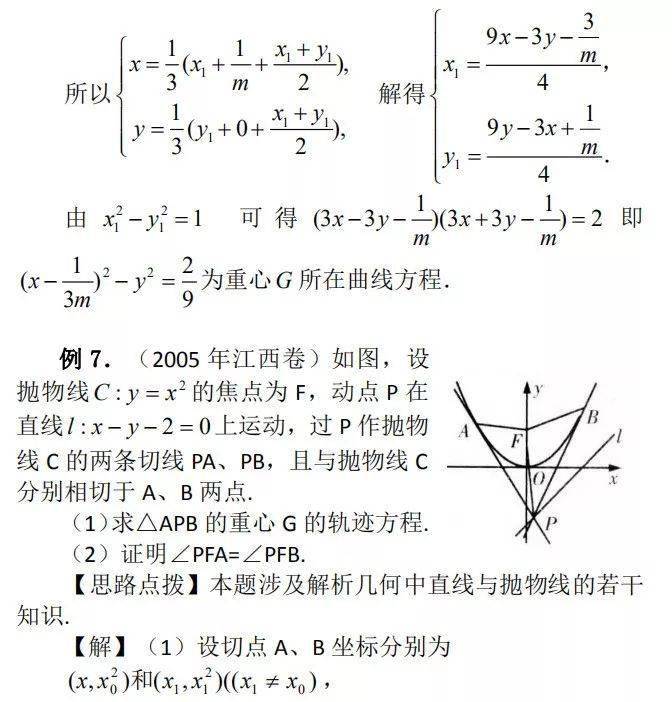 阿基米德三角形:指圆锥曲线的弦与过弦的端点的两条切线所围成的三角