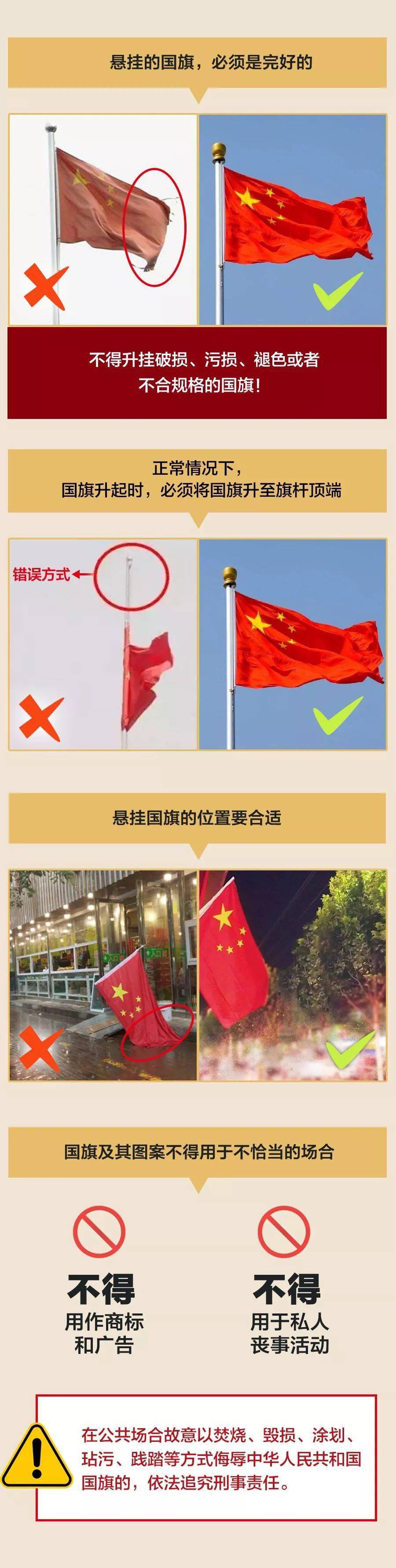挂国旗迎国庆,要注意这些事,不然可能会违法!