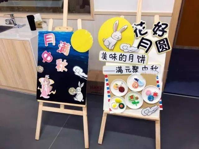 中秋节环创幼儿园教室主题墙布置活动展板粘土月饼手工