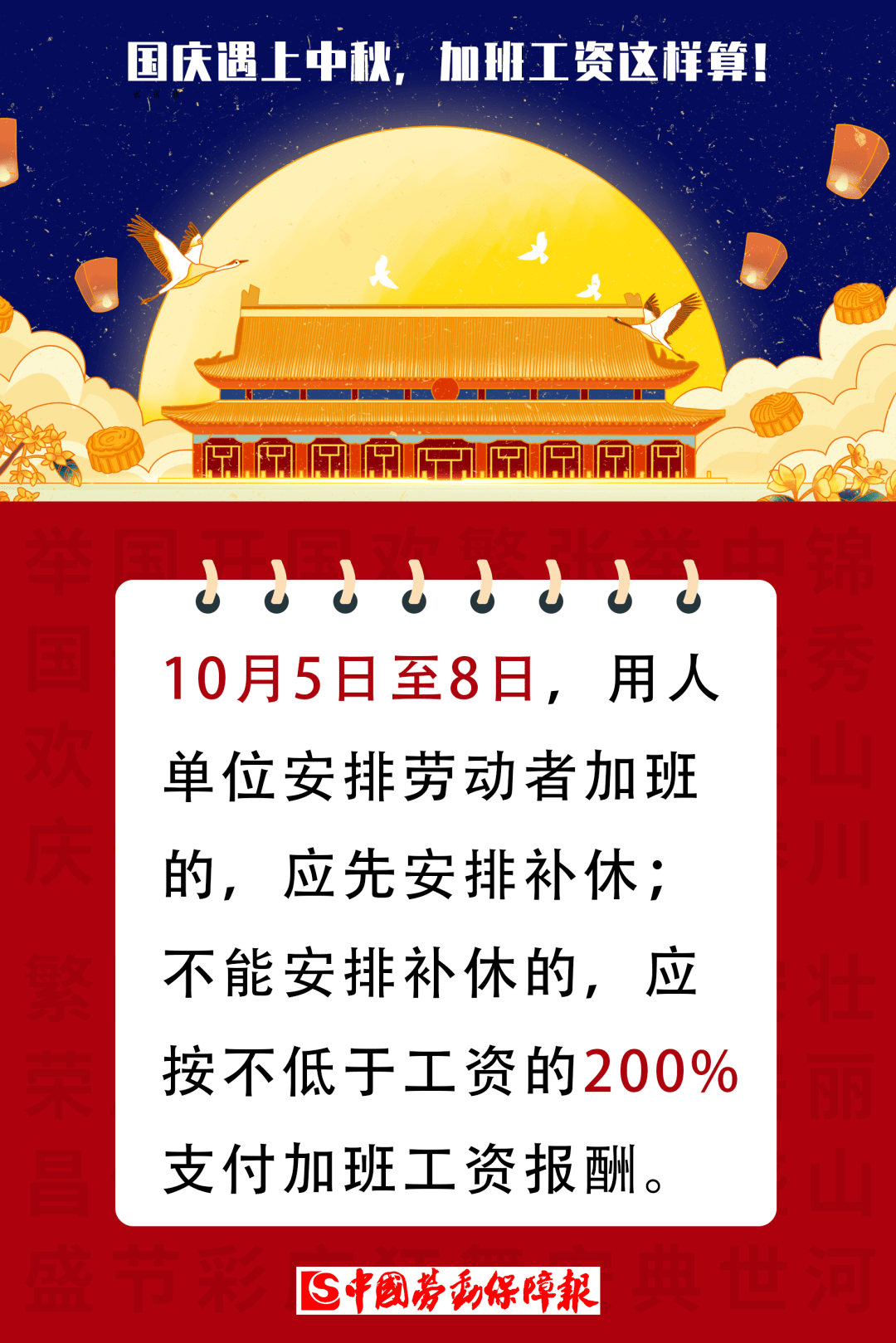 人力资源社会保障部19日就2020年国庆节,中秋节假期加班工资计算问题