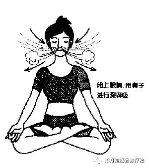 闭上眼睛,用鼻子慢慢地进行深呼吸.