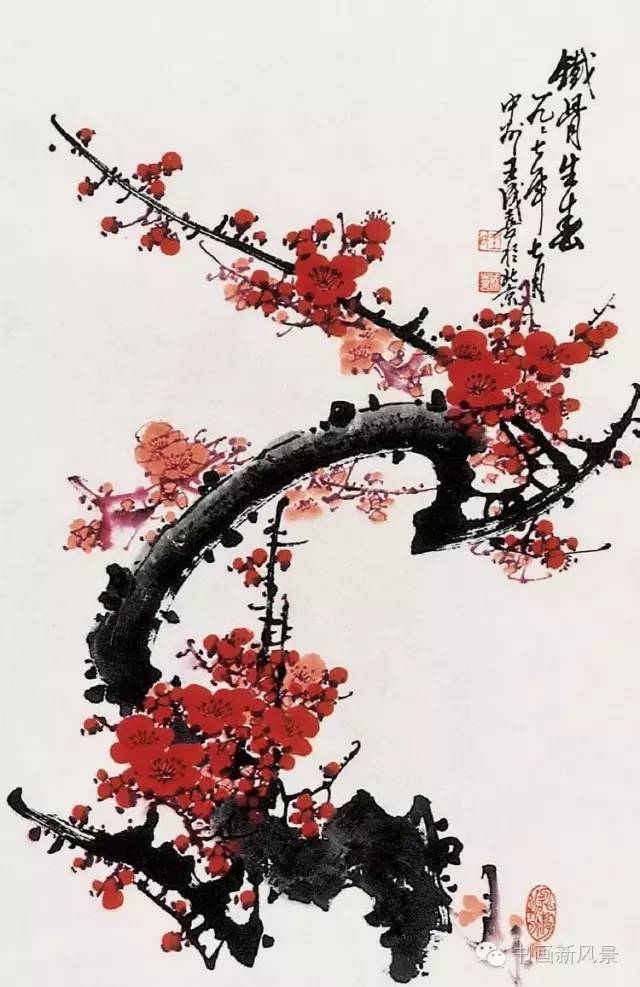 他画的红梅图，铁骨生春！_搜狐网
