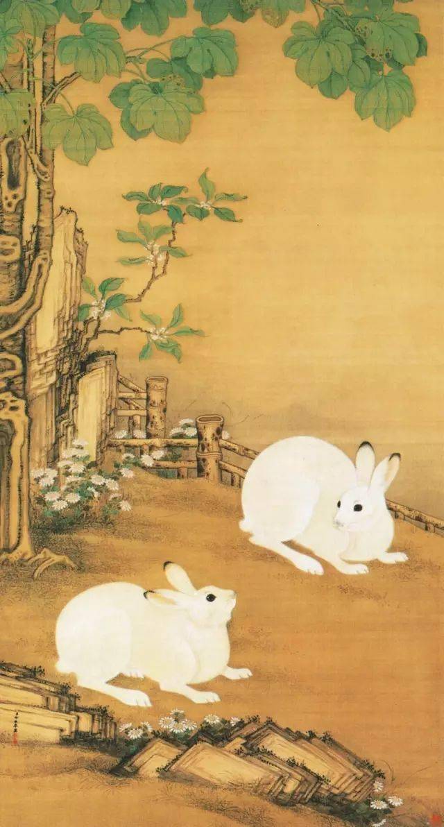 古代画家笔下的" 玉兔呈祥"