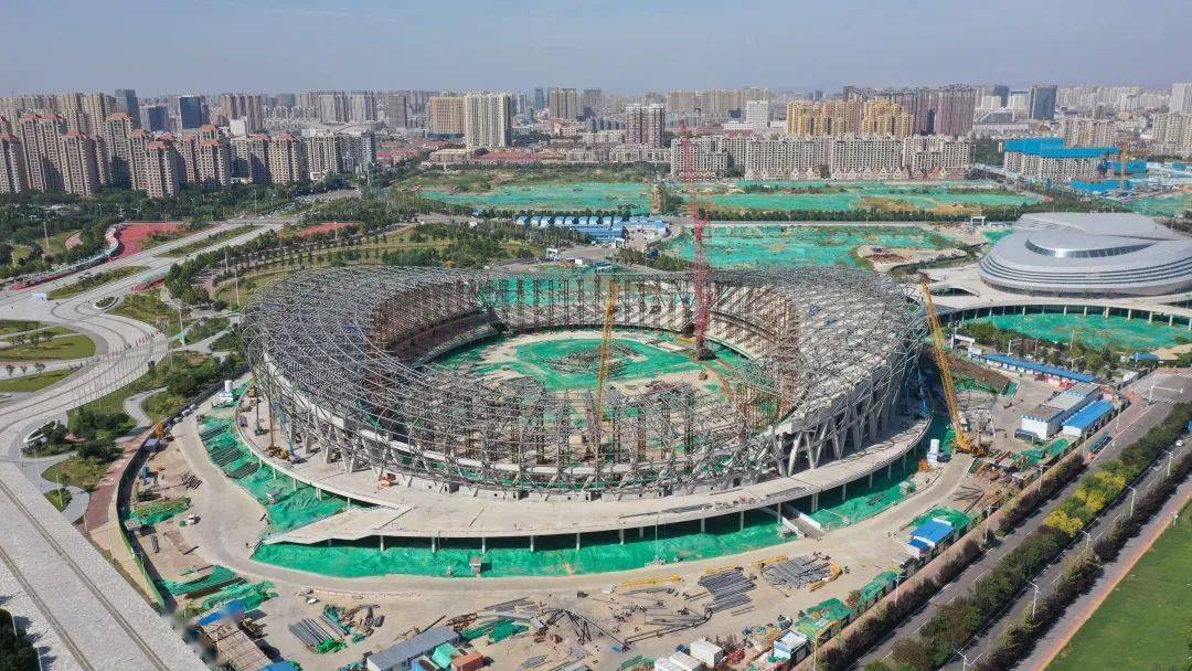 【钢结构·技术】唐山新体育中心项目屋顶主桁架全部吊装完成