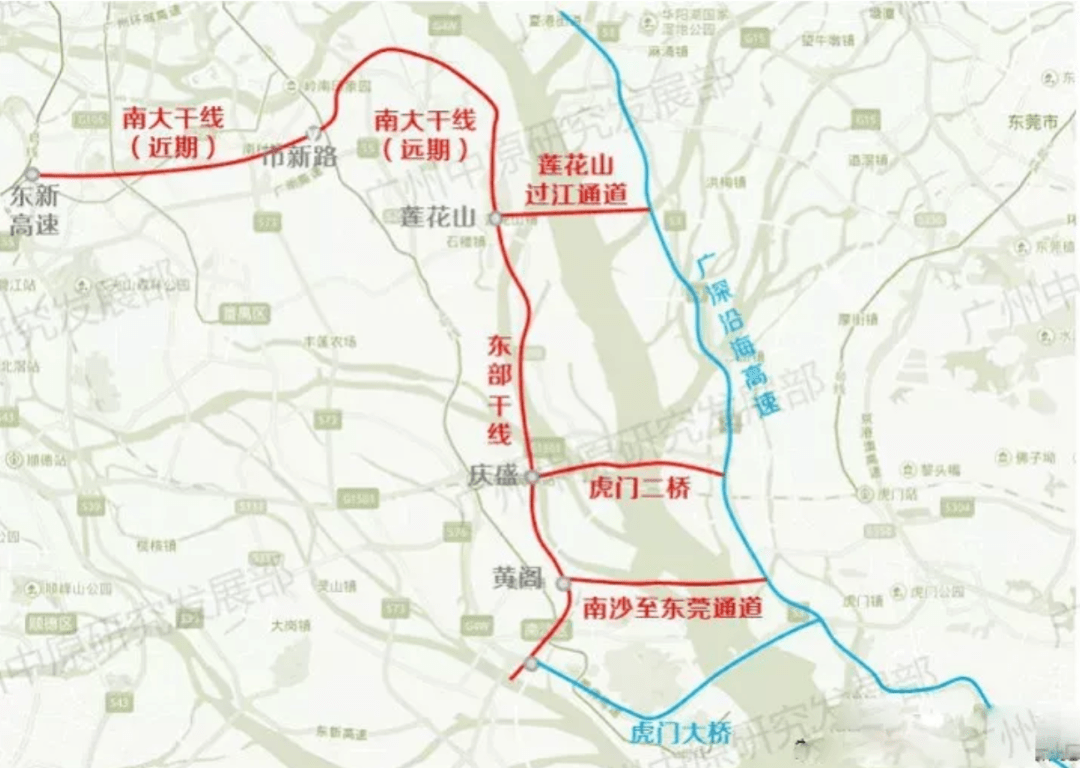 南大干线是联系广州南站-番禺新城组团的交通干线,未来本项目西延