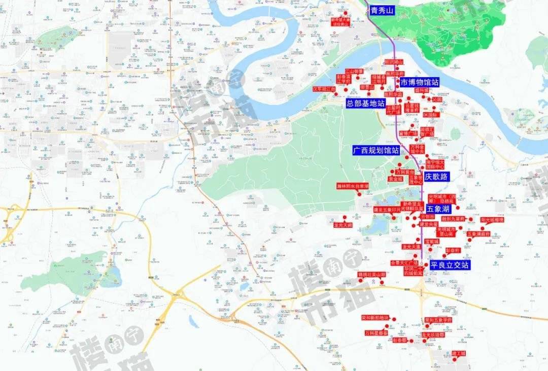 南宁买房攻略地铁3号线楼盘地图来啦3号线周边还有哪些楼盘