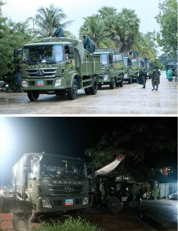 洪森亲王从中国购买的军事运输车在救灾行动中扮演着重要角色