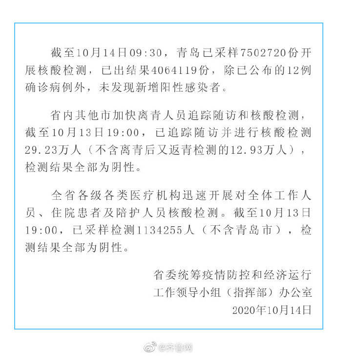 检测|山东省加快青岛疫情相关人员和各级各类医疗机构全体人员核酸检测