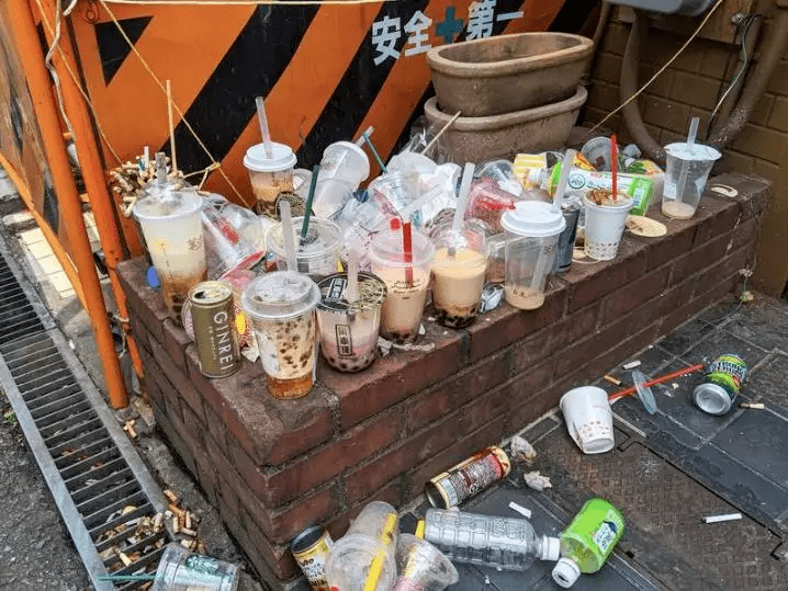 珍珠奶茶在日本惹出事了······_垃圾桶