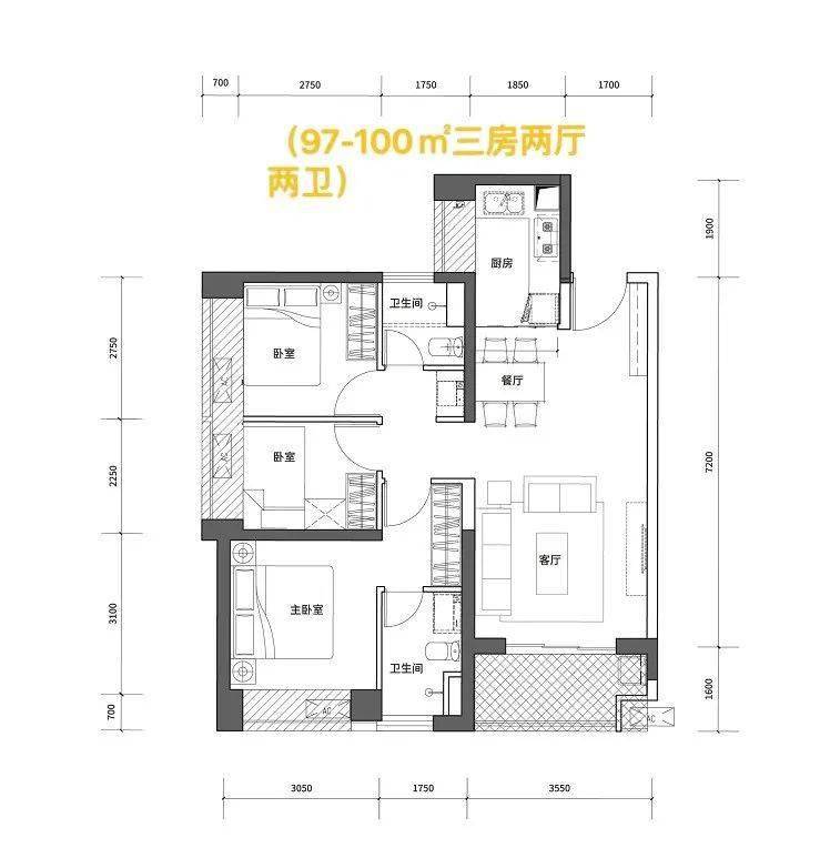 深铁阅山境花园的户型都是面积78-103㎡的2-3房, 这种小面积,低总价