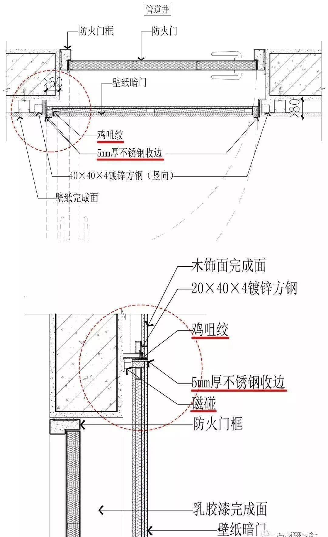 图解暗门,石材隔墙工艺做法