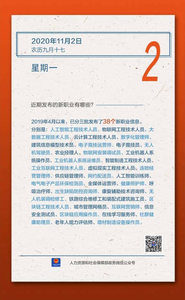 职业|11月2日，近期发布的新职业有哪些？
