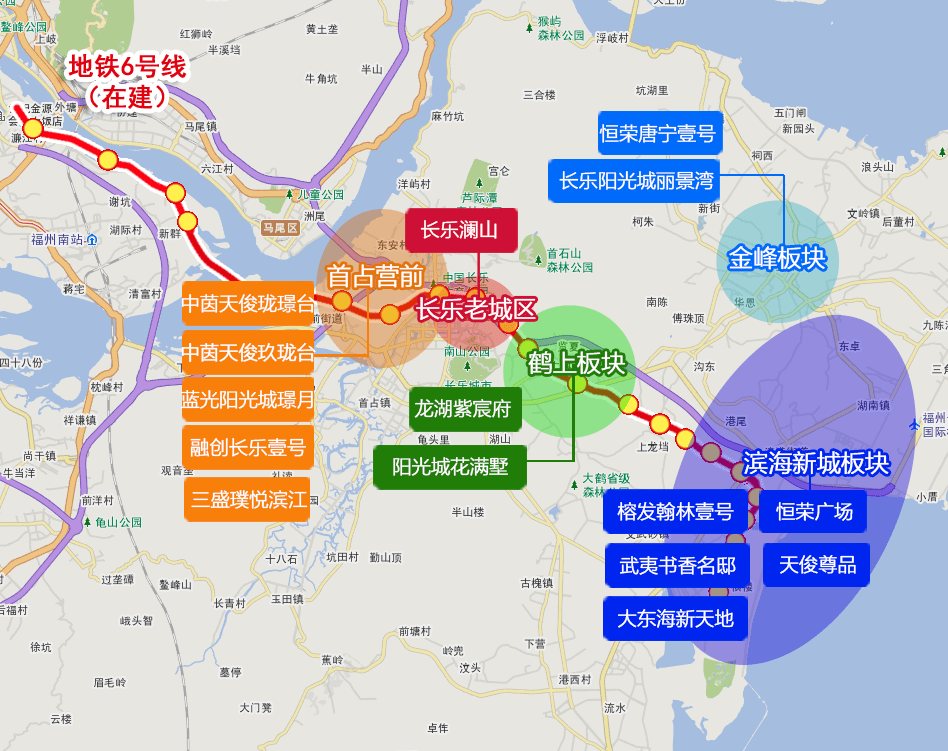 三盛璞悦滨江,大东海新天地等21个,涉及首占营前,长乐老城区,鹤上