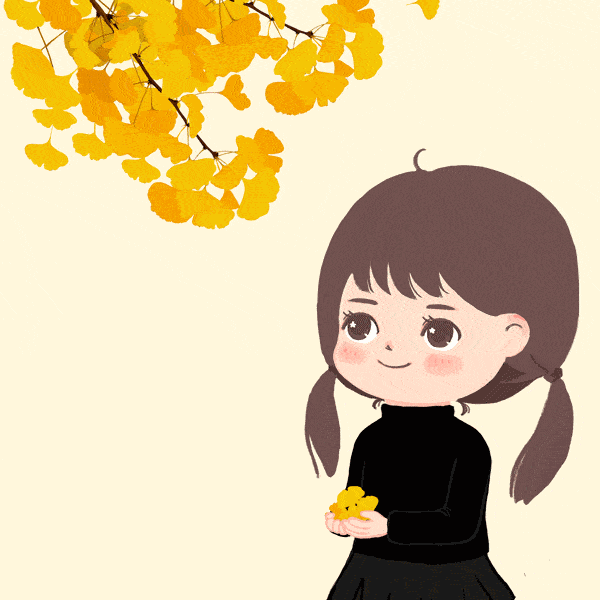 银杏叶如同蝴蝶般飞落 脚踩着松软的金黄树叶 就像走进如诗画般的风景