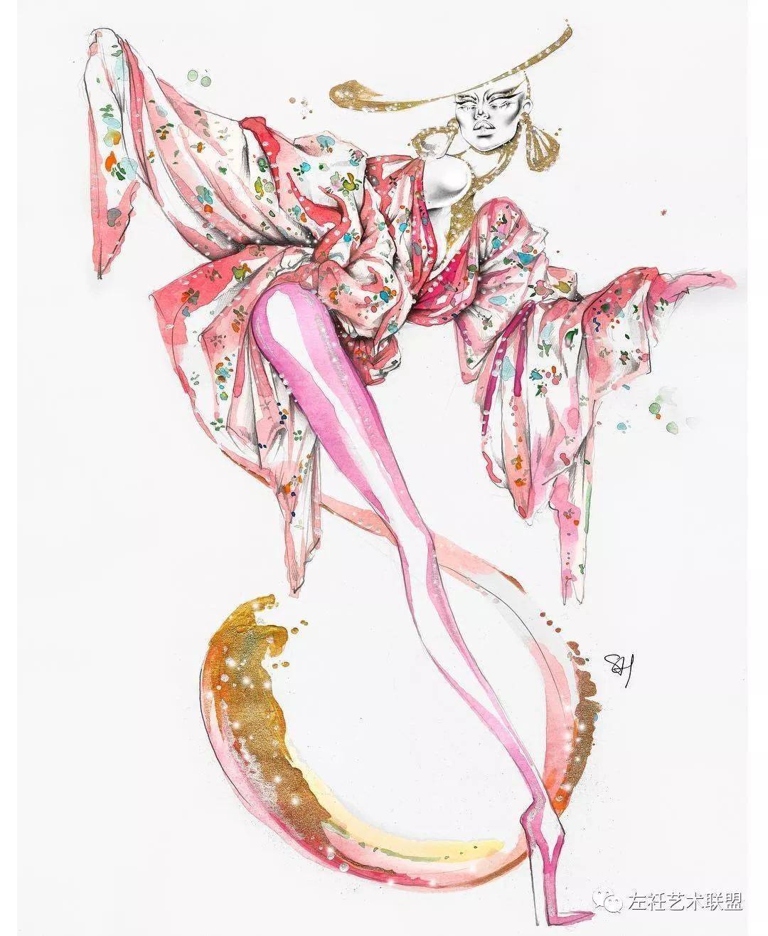 时尚|时装画上的褶皱不知怎么画？向这位时尚插画界的＂三宅一生＂学习一下！