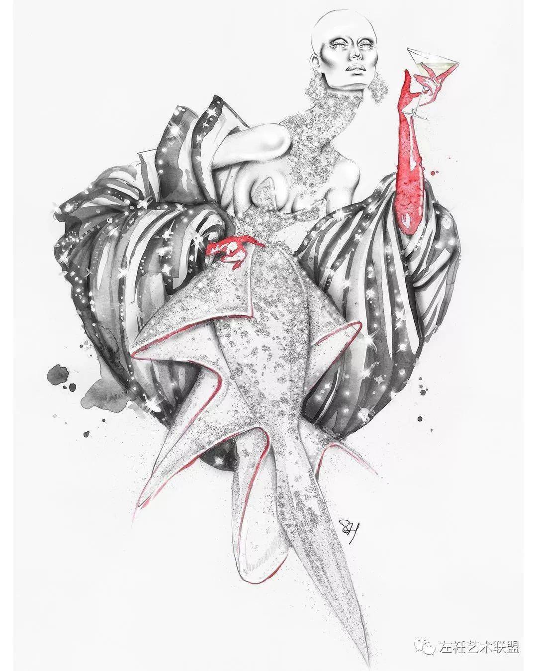 时尚|时装画上的褶皱不知怎么画？向这位时尚插画界的＂三宅一生＂学习一下！