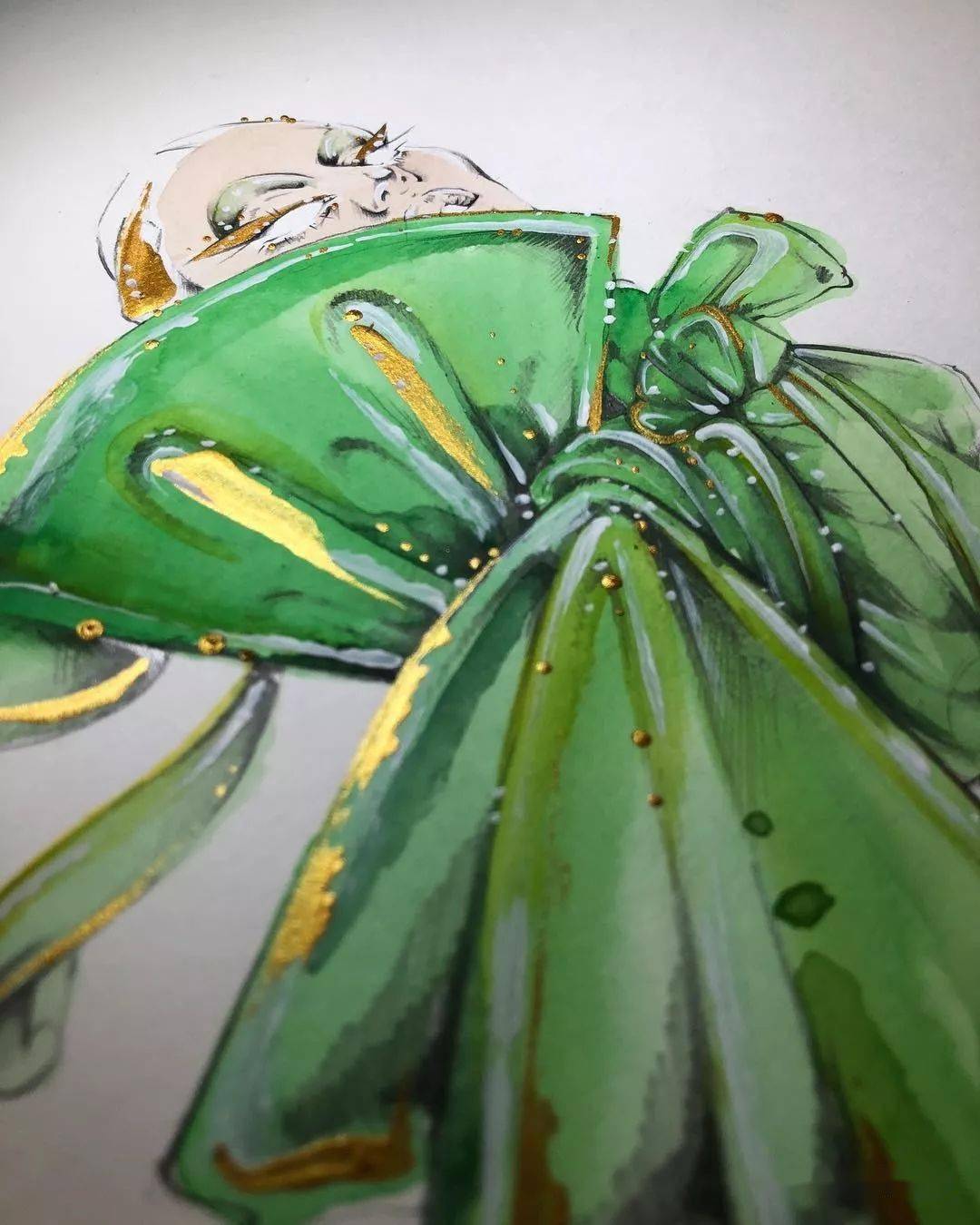 时尚|时装画上的褶皱不知怎么画？向这位时尚插画界的＂三宅一生＂学习一下！