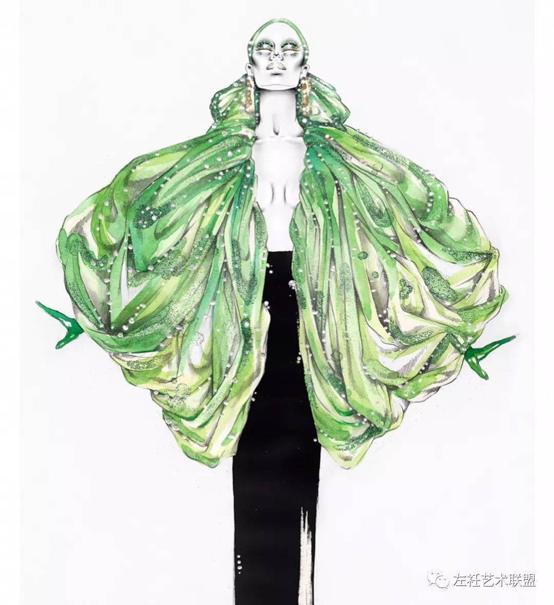 时尚|时装画上的褶皱不知怎么画？向这位时尚插画界的＂三宅一生＂学习一下！