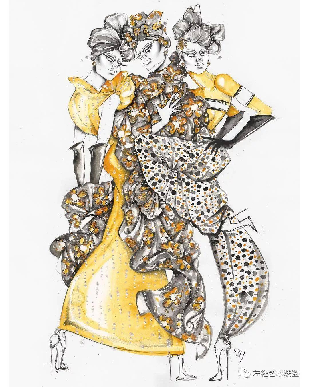 时尚|时装画上的褶皱不知怎么画？向这位时尚插画界的＂三宅一生＂学习一下！