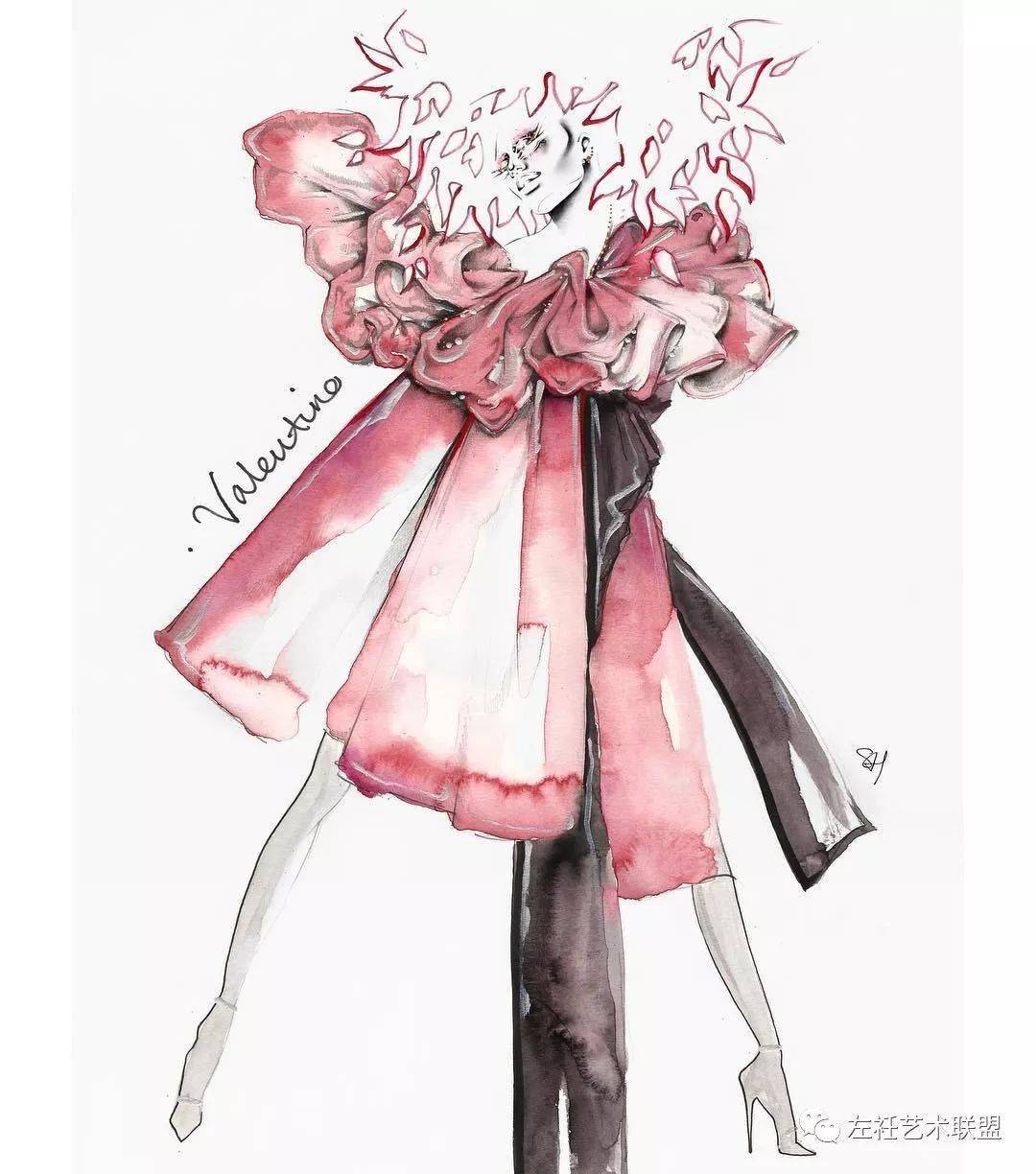 时尚|时装画上的褶皱不知怎么画？向这位时尚插画界的＂三宅一生＂学习一下！