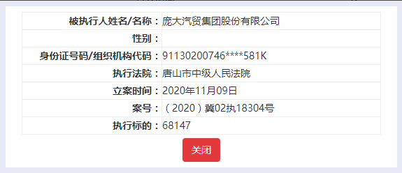 显示|ST庞大成被执行人，当前未履行总金额超2亿