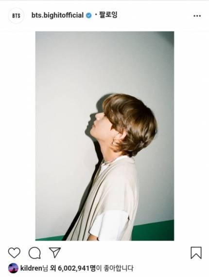 韩国男爱豆ins排名2_防弹少年团V,韩国男艺人首次ins突破600万“点赞”记