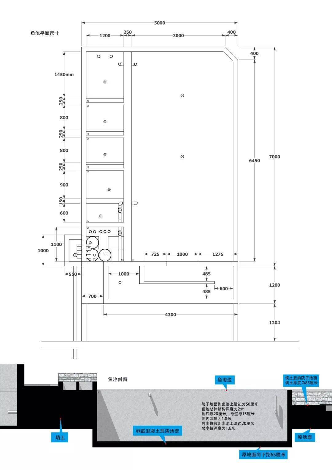 收藏| 还在为如何造池苦恼吗?鱼友家超详细鱼池图纸,拿去不谢!