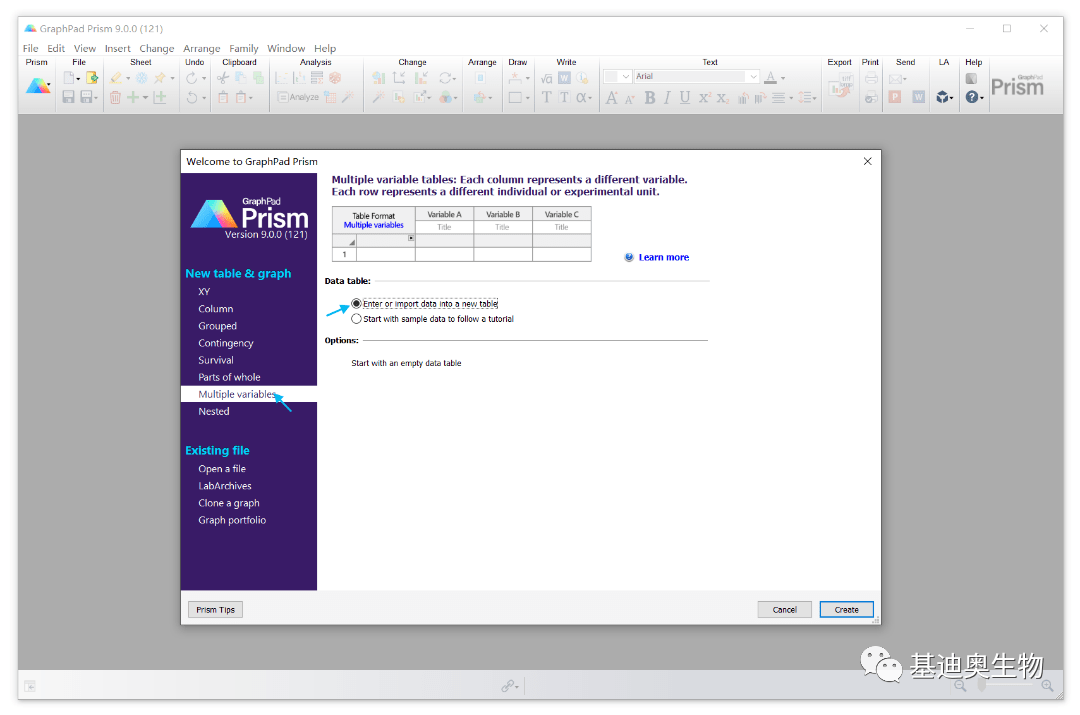 how to use graphpad prism import data