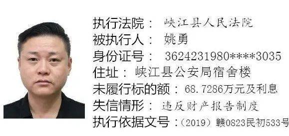 峡江最新一批失信被执行人黑名单曝光有你认识的么