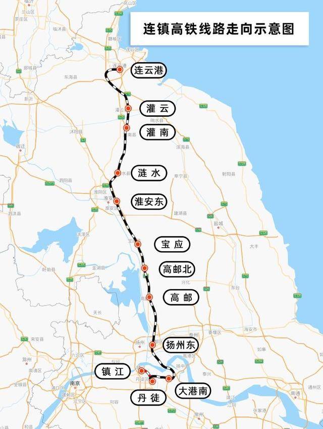 连镇高铁线路走向示意图