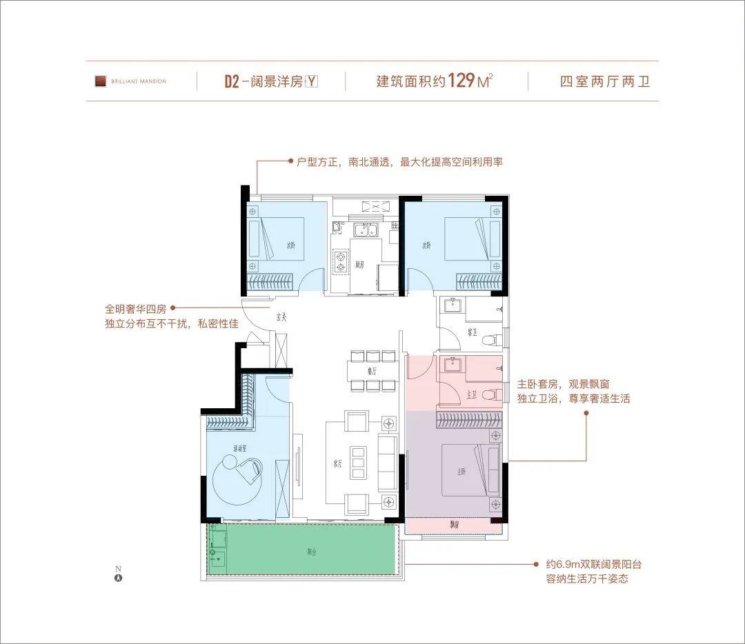 百悦府约129㎡  四室两厅两卫阔景洋房,满足居者对家的无限想象,纵享