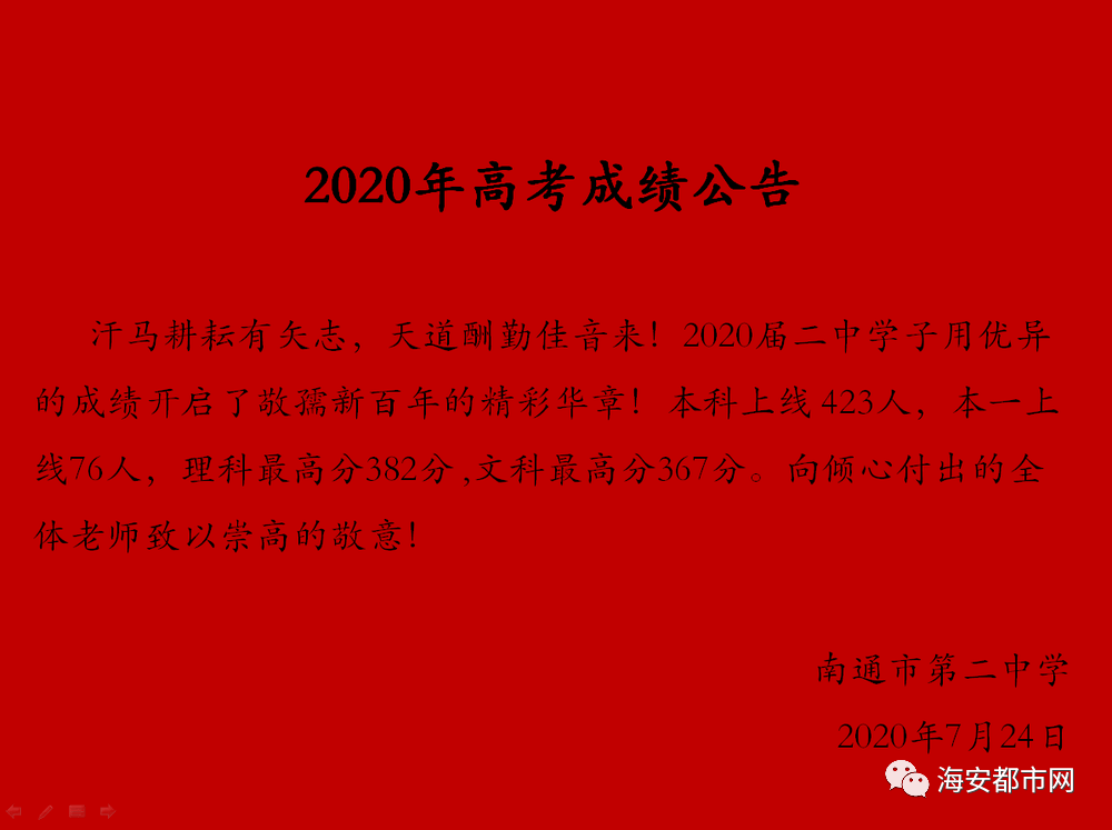 列南通大市第一名 江苏省通州高级中学 喜报 2020年高考成绩揭晓,我校