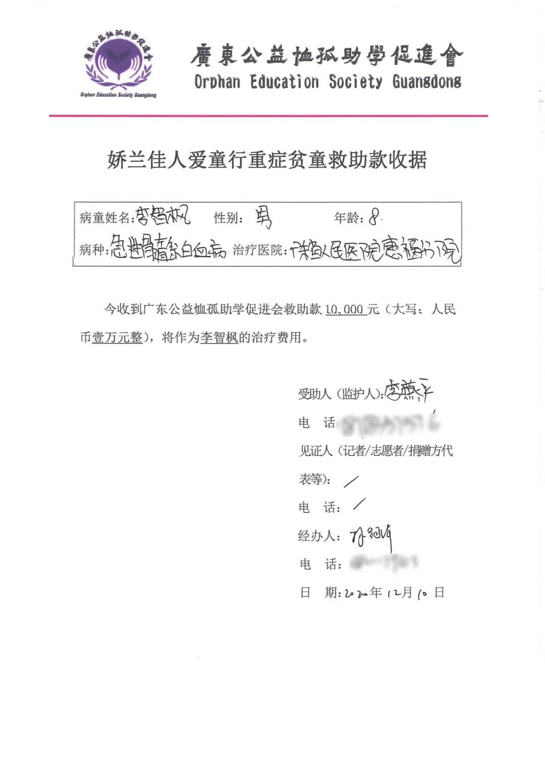 一周病童救助（2020年12月14日）