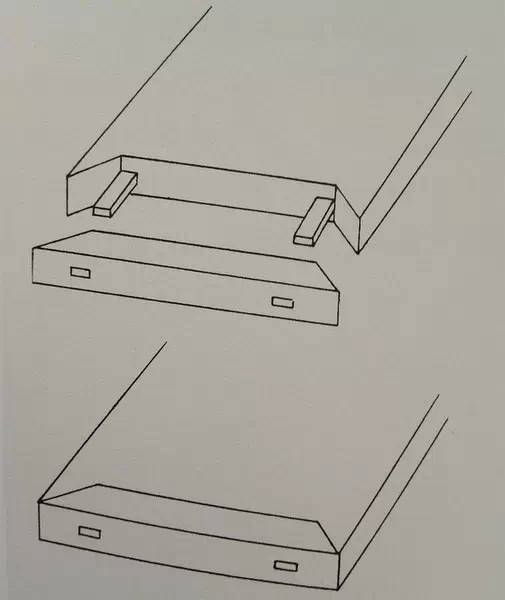 薄板组装:龙凤榫 圆木t形接头(水平和垂直材料的厚度相等)