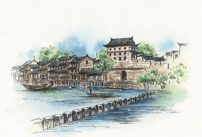 钢笔淡彩 | 古建筑 · 江南水乡