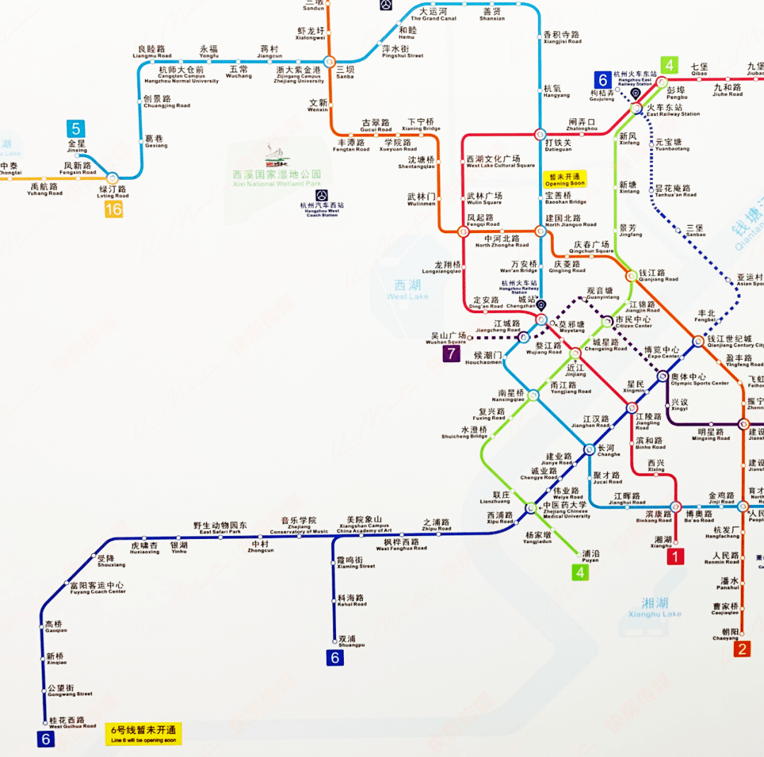 来了杭州最新地铁运行图贴上了月底167三线齐发