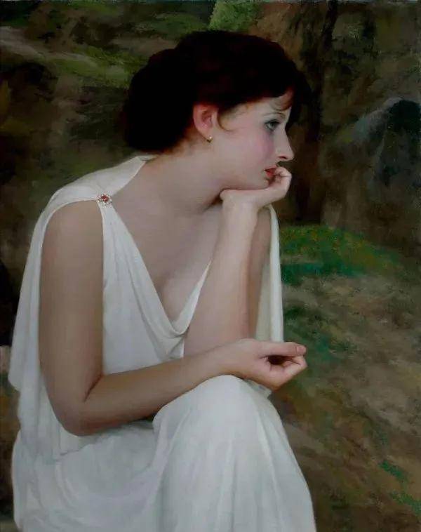 他用细腻的笔触和色彩,将女子画得清澈唯美