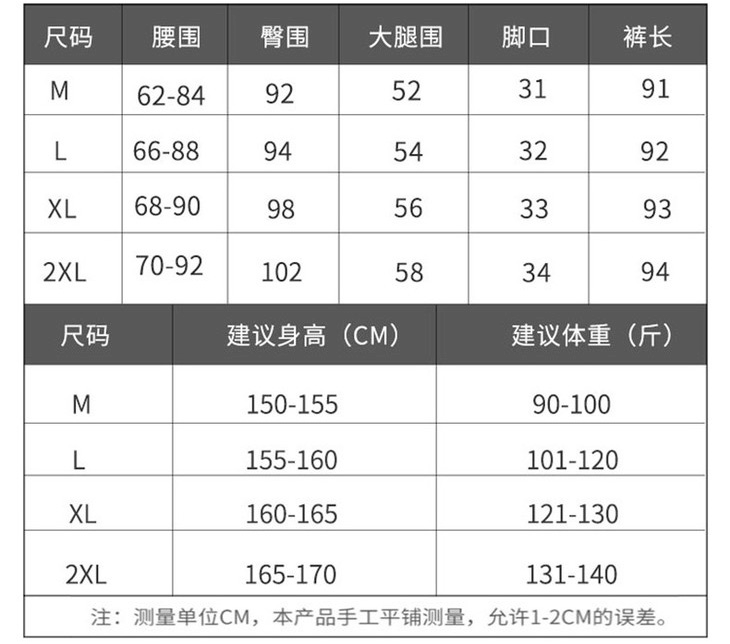 37尺码适合怎么百搭_裤子尺码对照表(3)