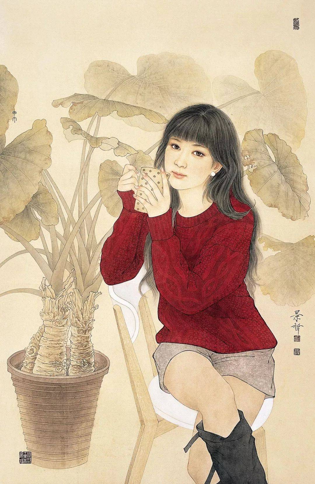 应该说崔景哲在未来画坛上是很有作为的青年画家,执著是他的动力.