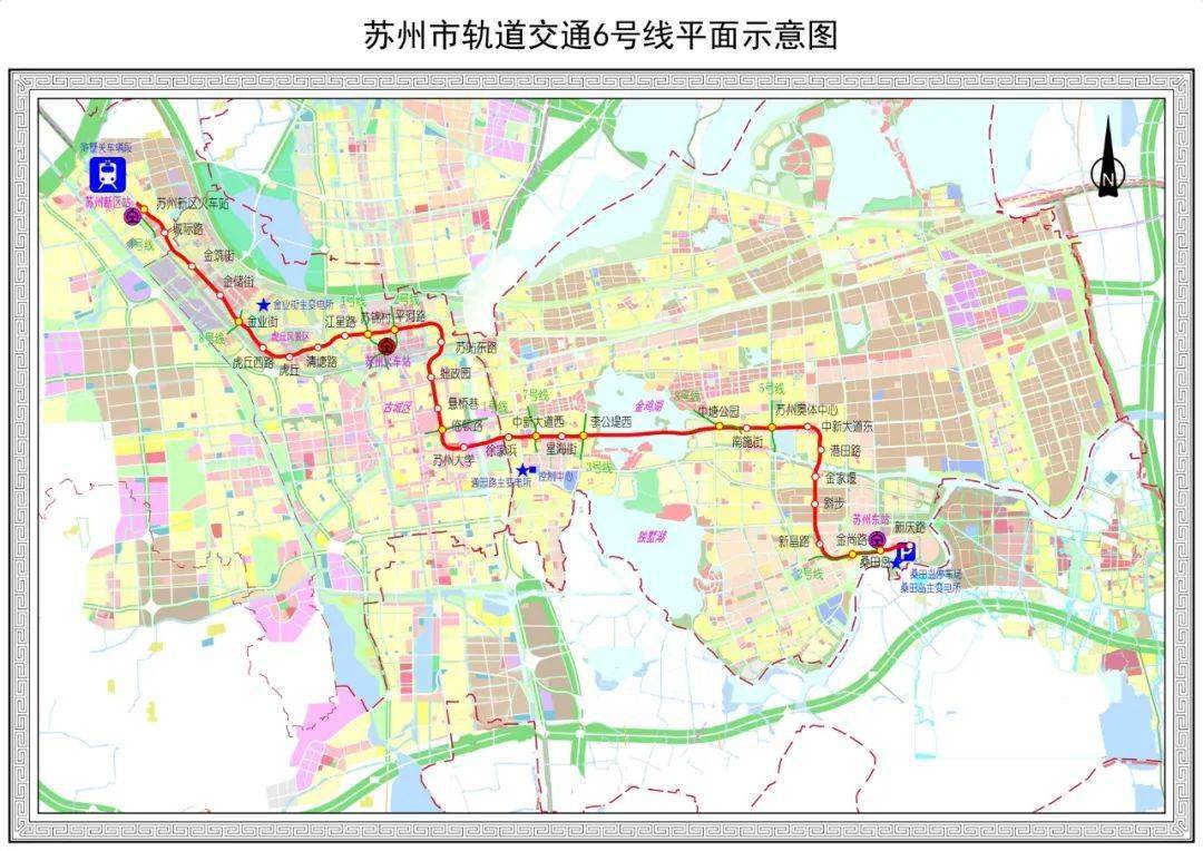 总体为西北-东南方向的对角线,线路西起高新区苏州新区火车站,沿线
