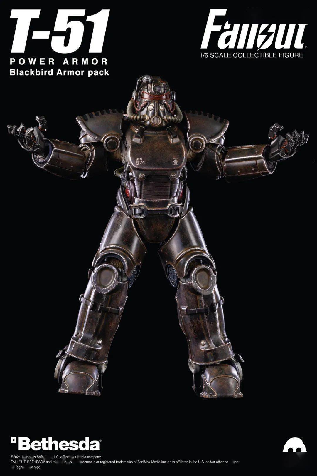 帅气!threezero《辐射》t-51黑鸟型动力装甲
