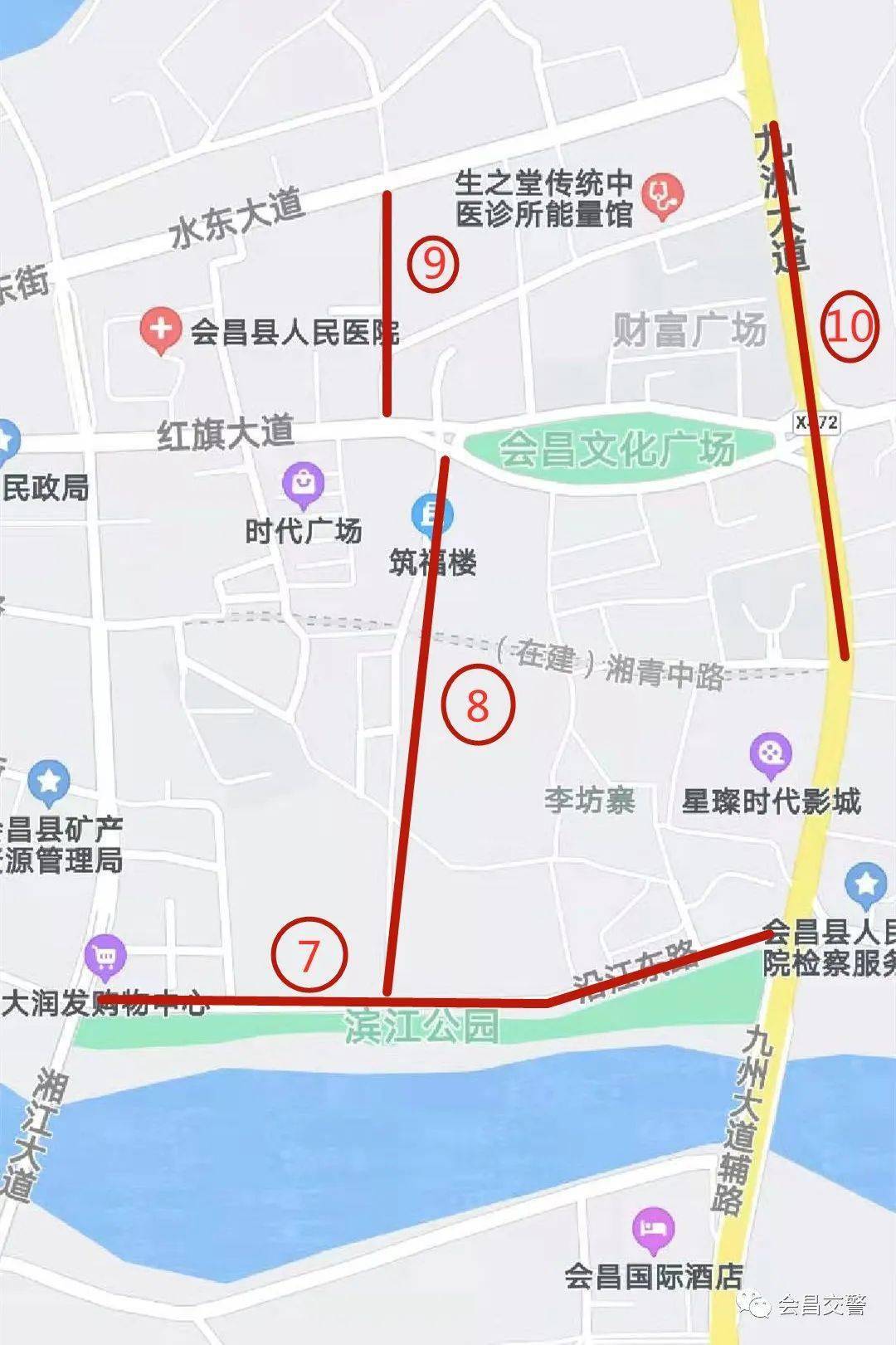 会昌县公安局交管大队  2021年1月22日  本通告所示路段详见下方附图