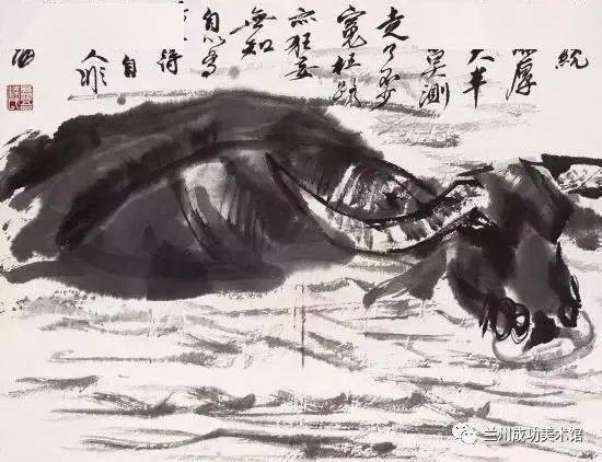 题跋:黄胄以韩晃五牛图为范本,四人帮横行时,仍勤练笔墨不辍,此图殊