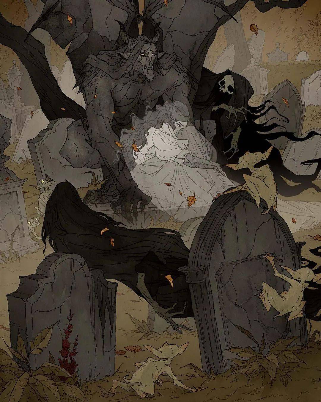 意大利abigail larson,雨果奖获奖插画师,擅长哥特暗黑风的人物插画