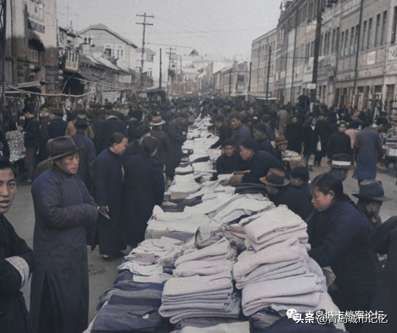 震撼首发青岛彩色老照片还原繁华熙攘的市场三路