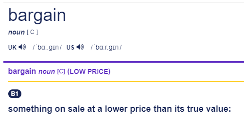 bargain做名词表示:实惠的东西,价格低于实际价值的东西bargain做动词