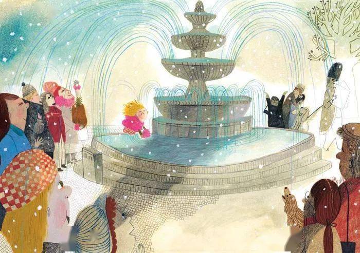 而这张 "向心式构图"的插画,可以产生聚拢的效果,使观者的视线迅速被