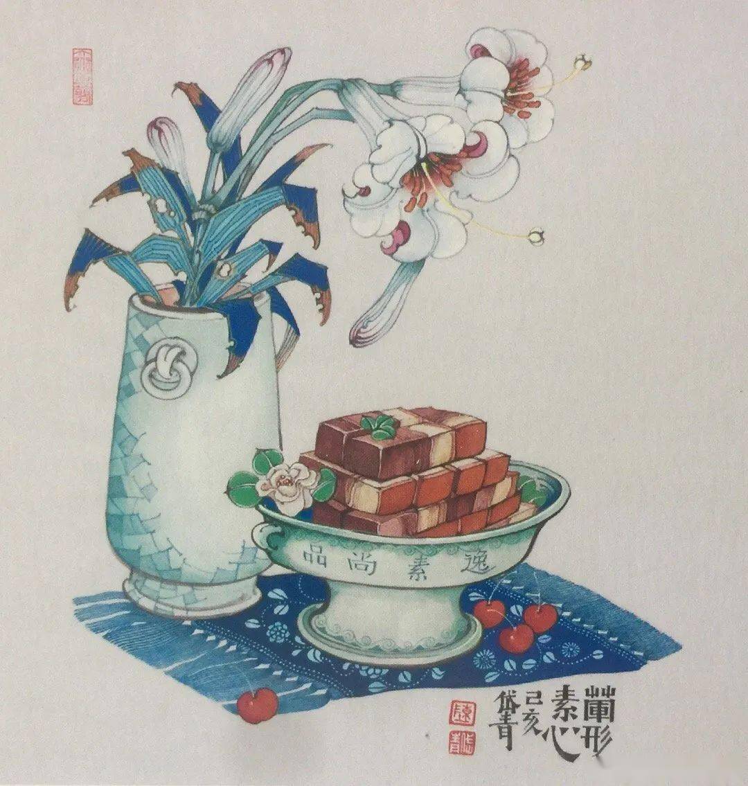 插画| 国画美食才有新年味!