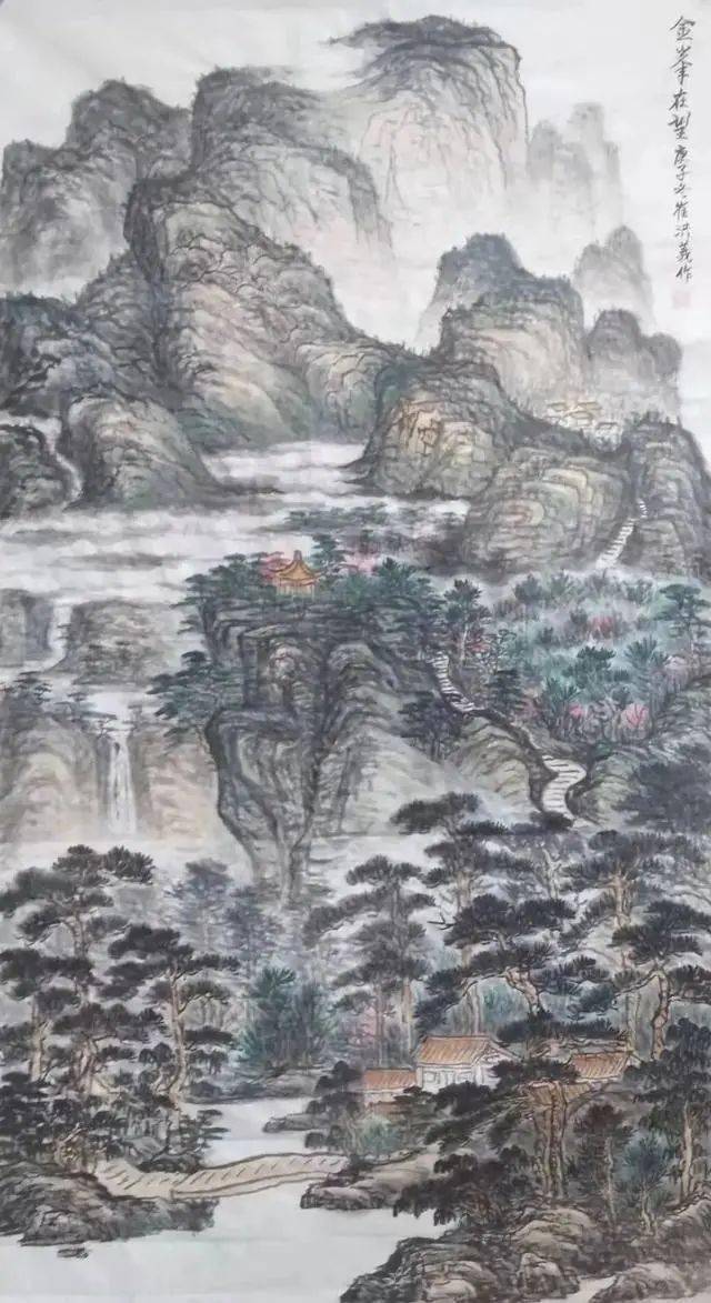 崔洪义《金峯在望》国画杜春辉《听蝉》国画冯锡东《蜀栈连云》国画