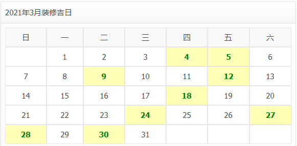 2021年装修开工吉日!全网收藏!